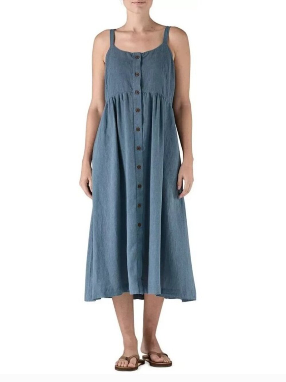 Patagonia Blue Button-Down Casual garden island dress